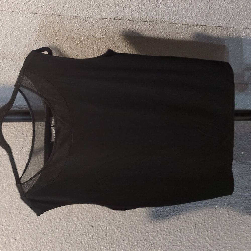 Sleeveless top with mesh collar detail